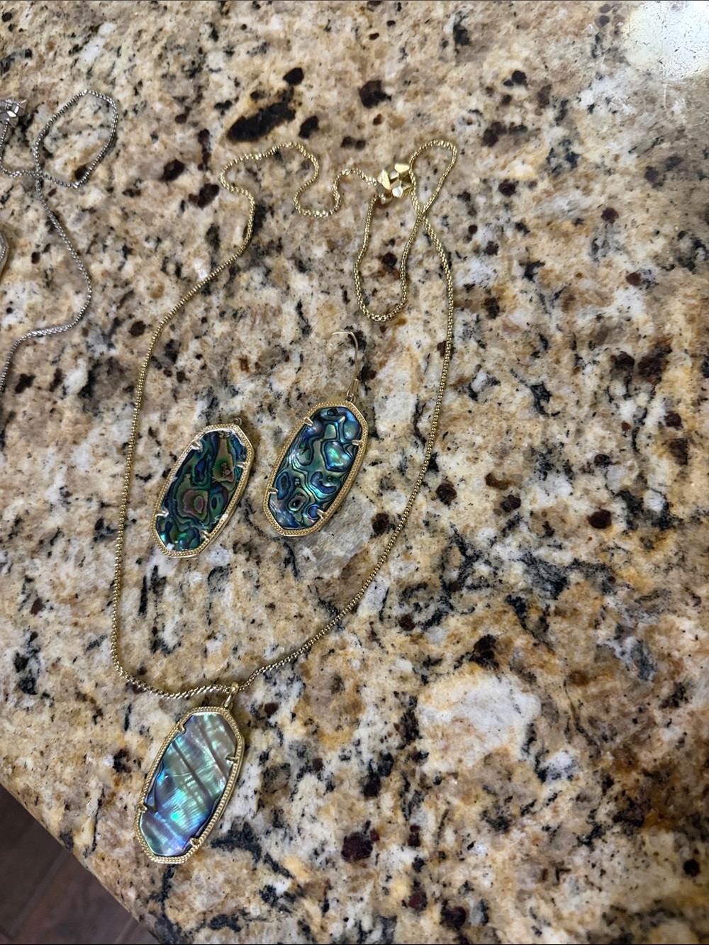 Kendra Scott Abalone Gold-Tone Pendant Necklace and Earrings